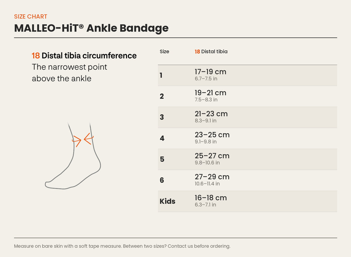 Size chart – MALLEO-HiT® Ankle Bandage