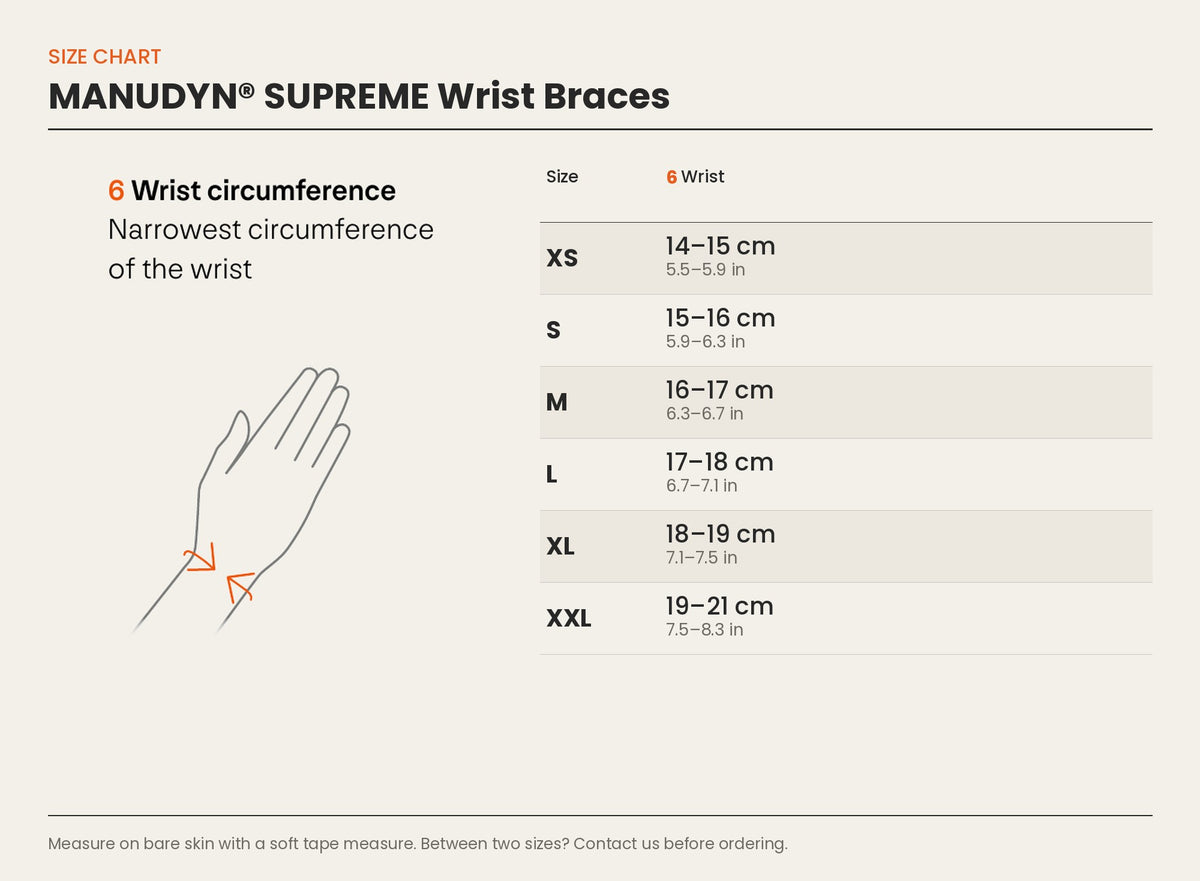 Size chart – MANUDYN® SUPREME Wrist Braces