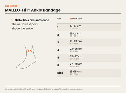 Size chart – MALLEO-HiT® Ankle Bandage