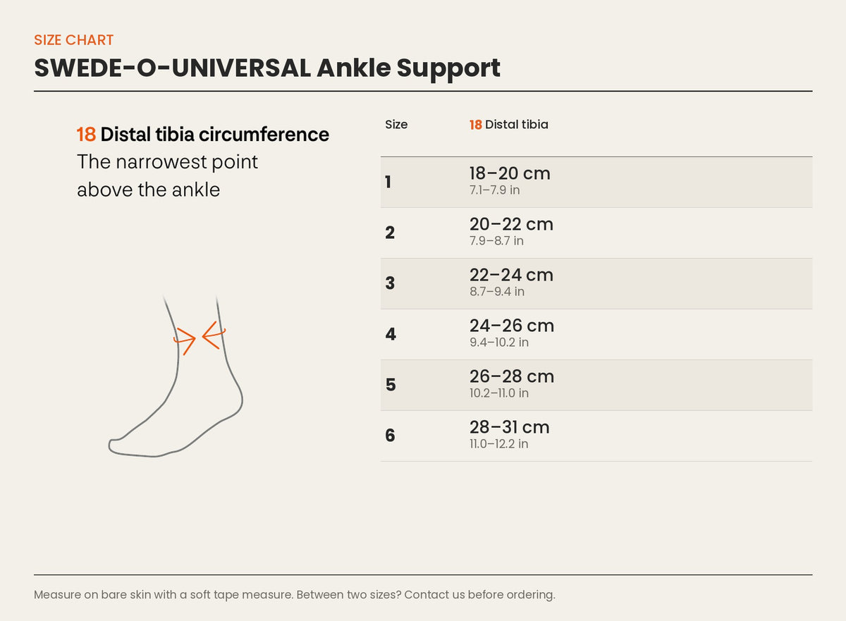 Size chart – SWEDE-O-UNIVERSAL Ankle Support