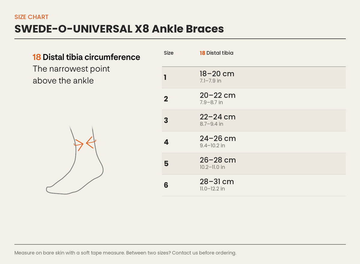 Size chart – SWEDE-O-UNIVERSAL X8 Ankle Brace
