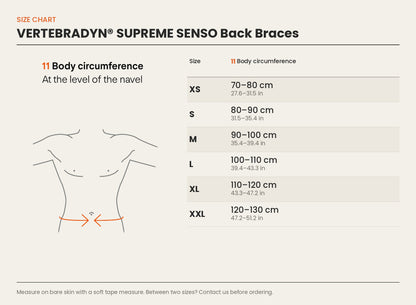 Size chart – VERTEBRADYN® SUPREME SENSO Back Brace