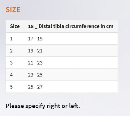 Foot Lifing Brace Size Chart