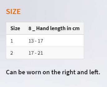 Wrist Brace with Finger Support Size Chart