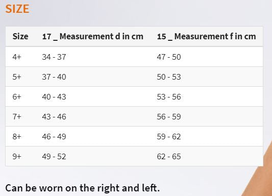 Knee Bandage Size Chart in Canada