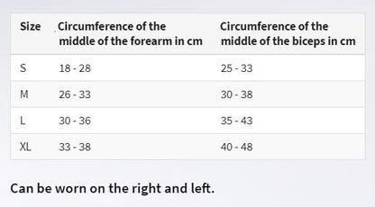 Elbow Brace Size chart