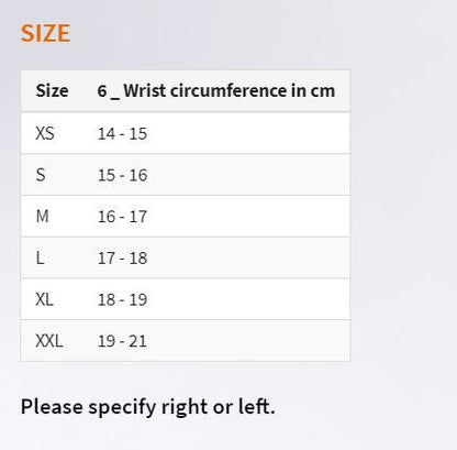 Wrist Brace Size Chart